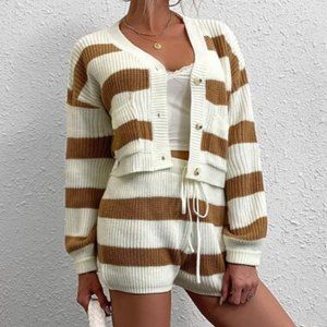 CASUAL DOLLZ Cardigan & Shorts Two Piece Set